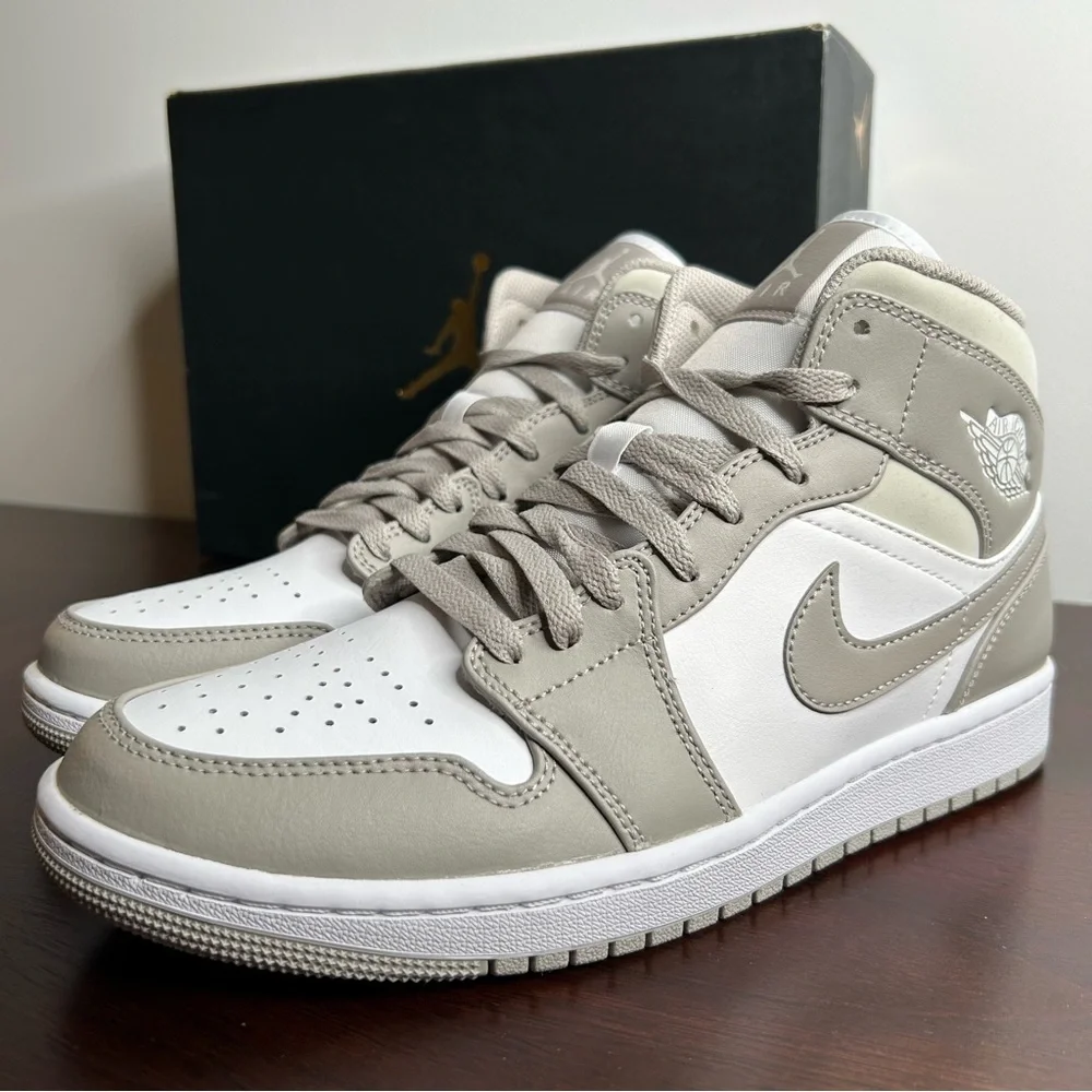Nike Air Jordan 1 Mid Linen College Grey/Light Bone (8.5M/10W)